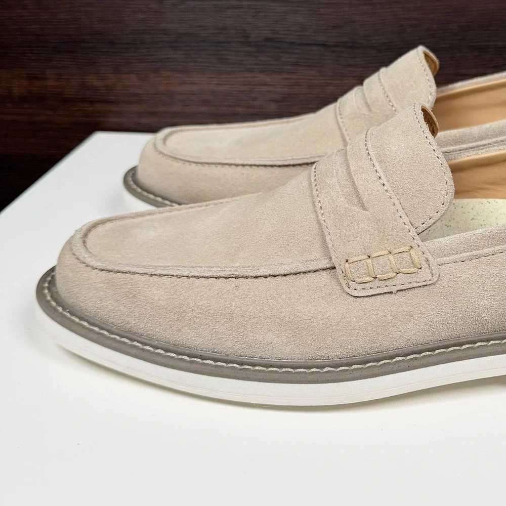 FootJoy Suede Penny Loafers Beige Taupe HybridPlus Bio 9 M - Unused Read 79076